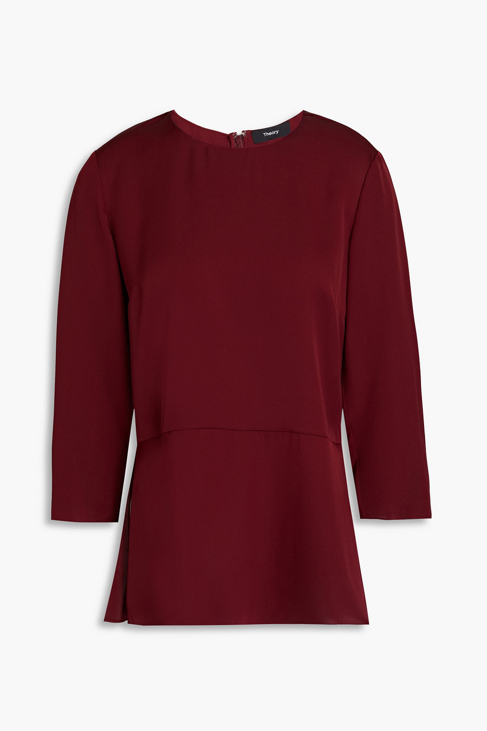 Theory Malydie Silk Blouse In Burgundy