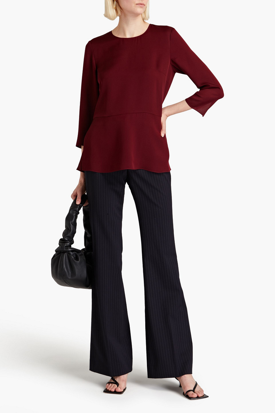 Shop Theory Malydie Silk Blouse In Merlot