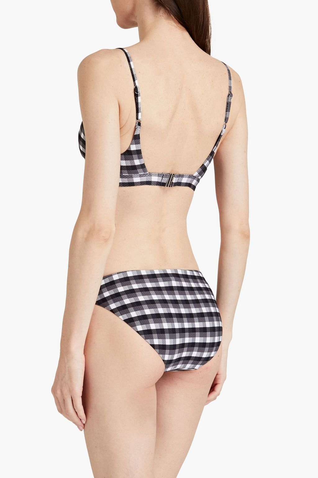 SEAFOLLY سروال بكيني ’بورتوفينو’ بخصر منخفض من قماش بيكيه المرن مزين بنقشة الجبهام