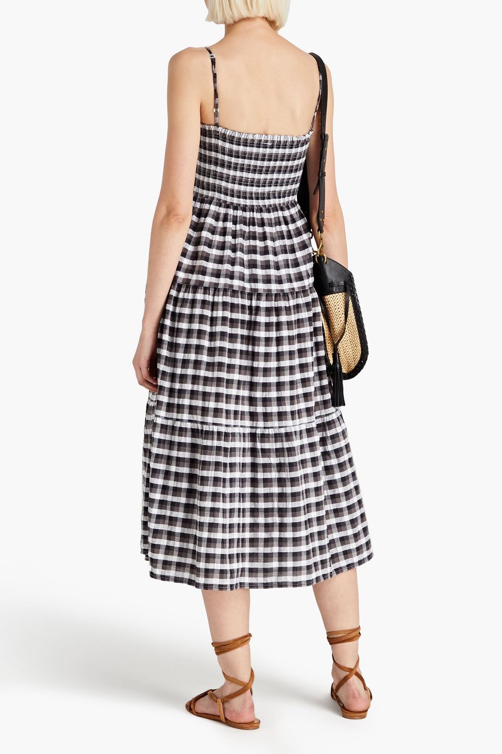 SEAFOLLY Portofino shirred gingham cottonjacquard midi dress THE