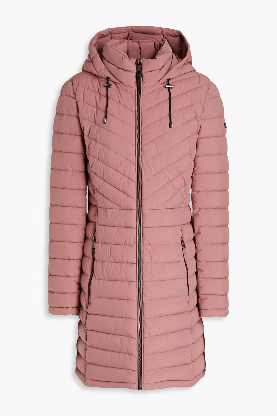 Quilted shell hooded coat