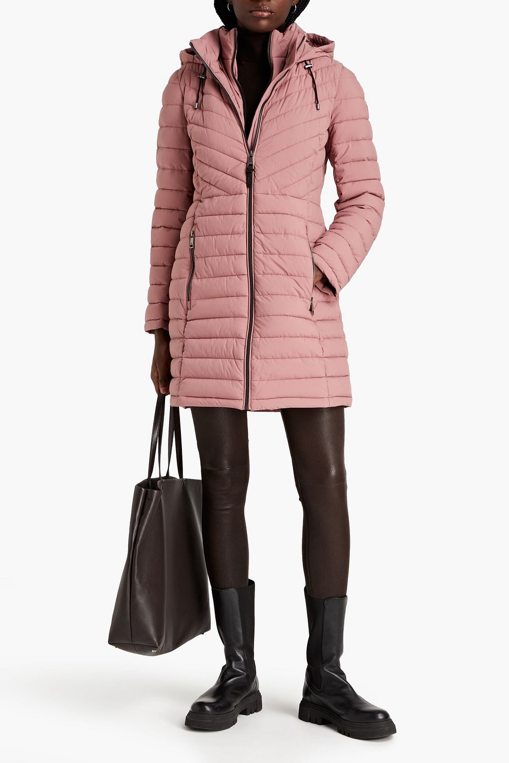 DKNY Quilted shell hooded coat