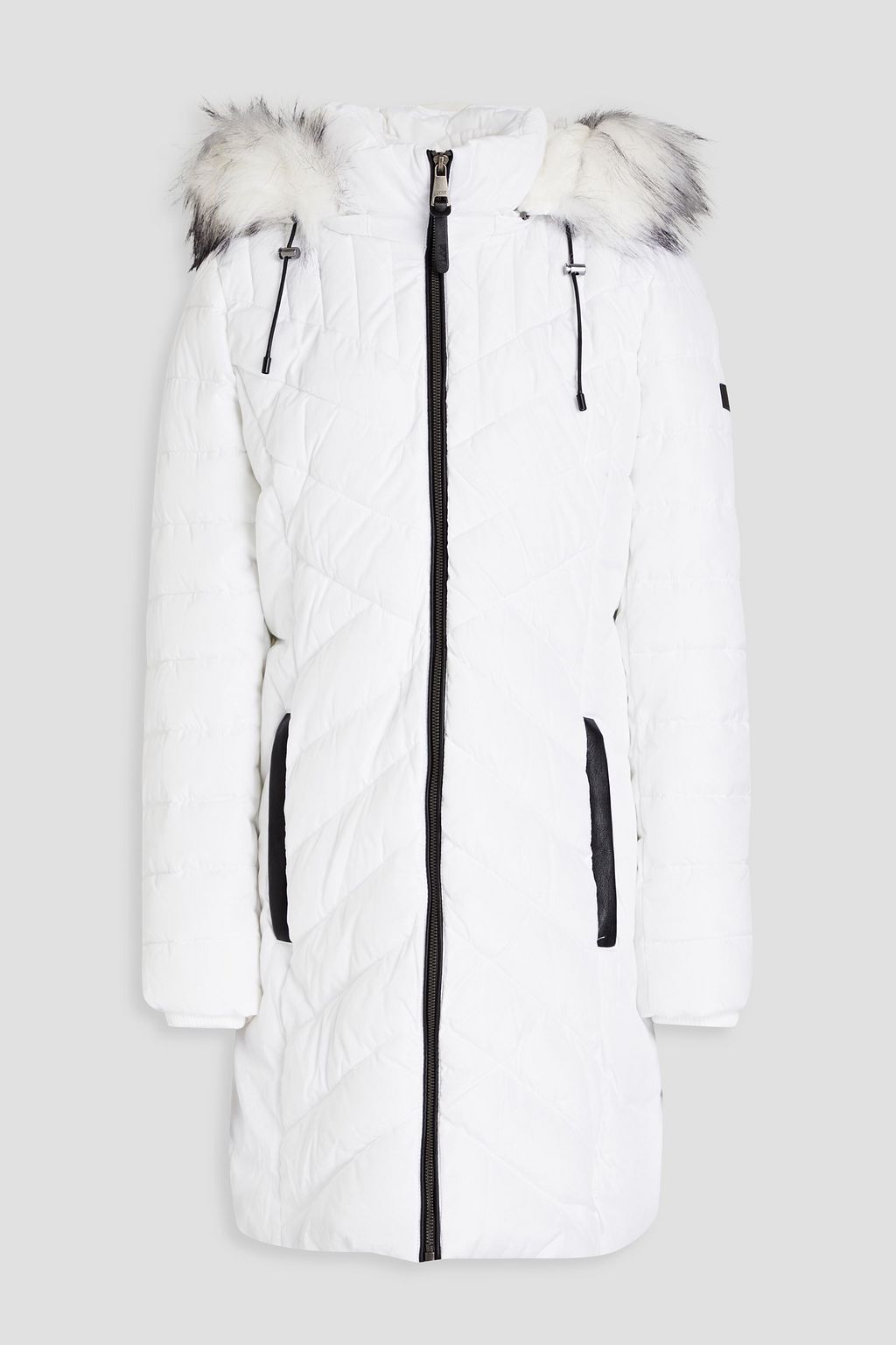 Dkny Women's Faux-Fur-Trim Hooded Puffer Coat, White, XL