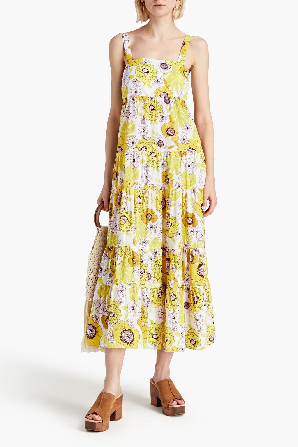 SEAFOLLY Gathered floralprint cottongauze midi dress THE