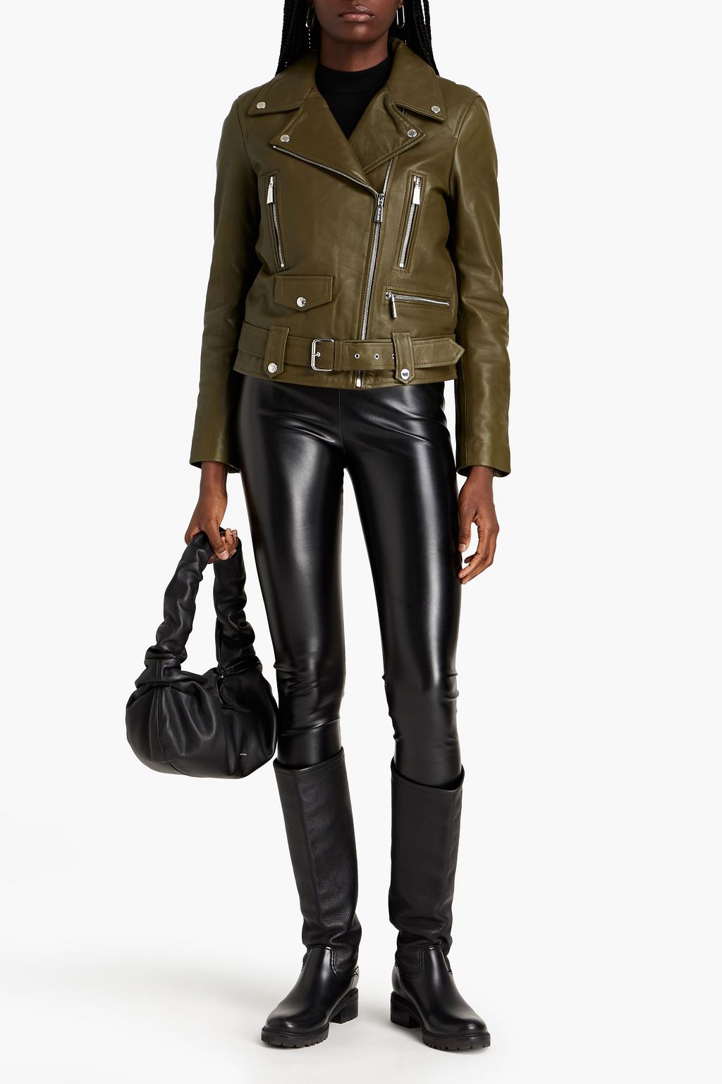 EACH X OTHER Belted leather biker jacket