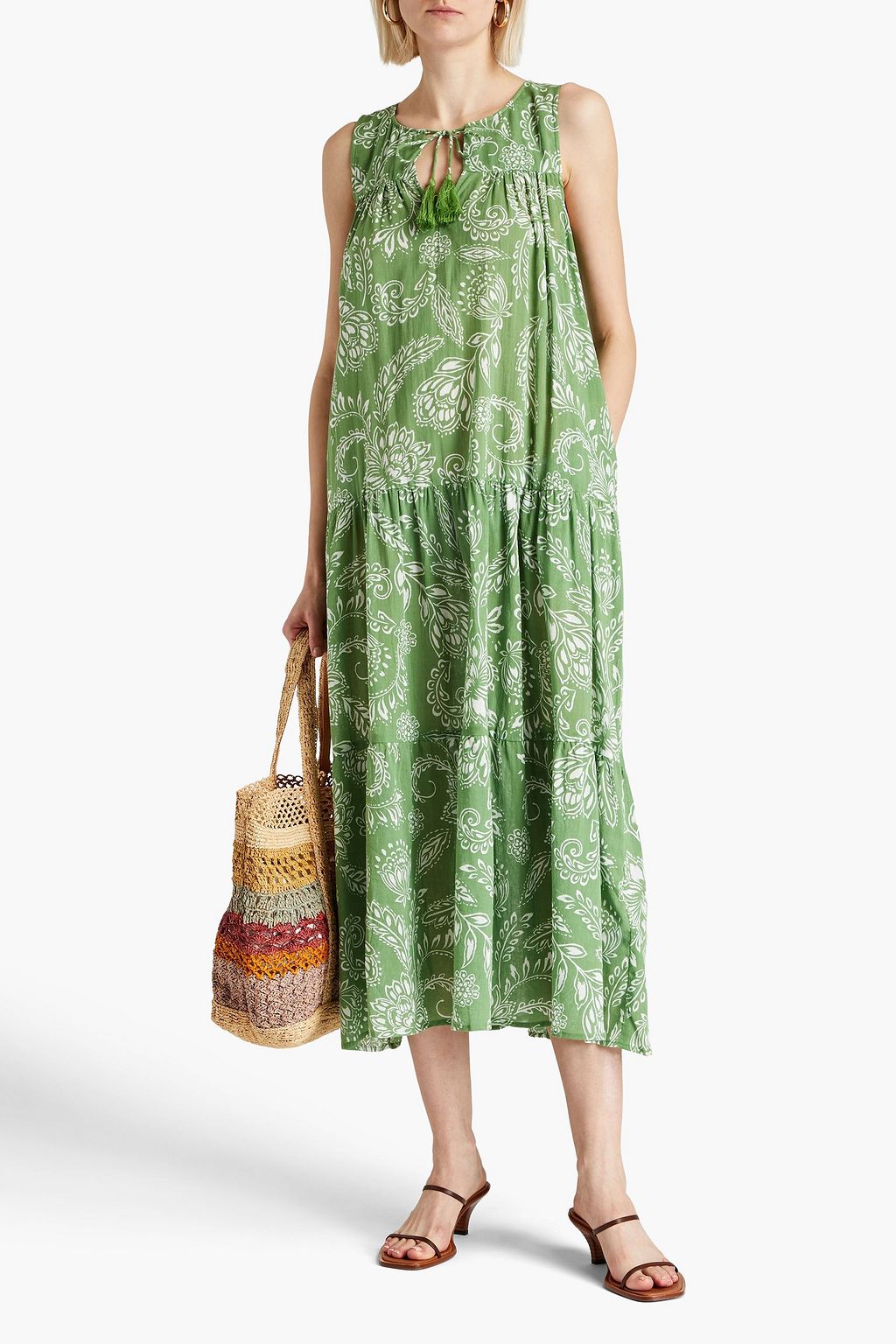 SEAFOLLY Gathered floralprint cottongauze midi dress THE