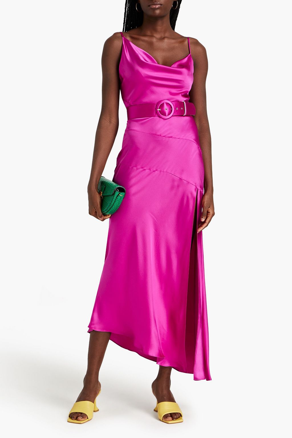 NICHOLAS Asymmetrisches Midikleid aus Seidensatin