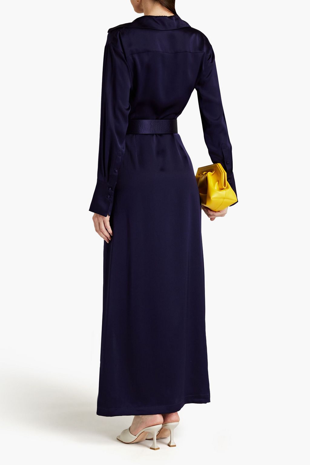 NICHOLAS Belted wrap-effect silk-satin maxi dress