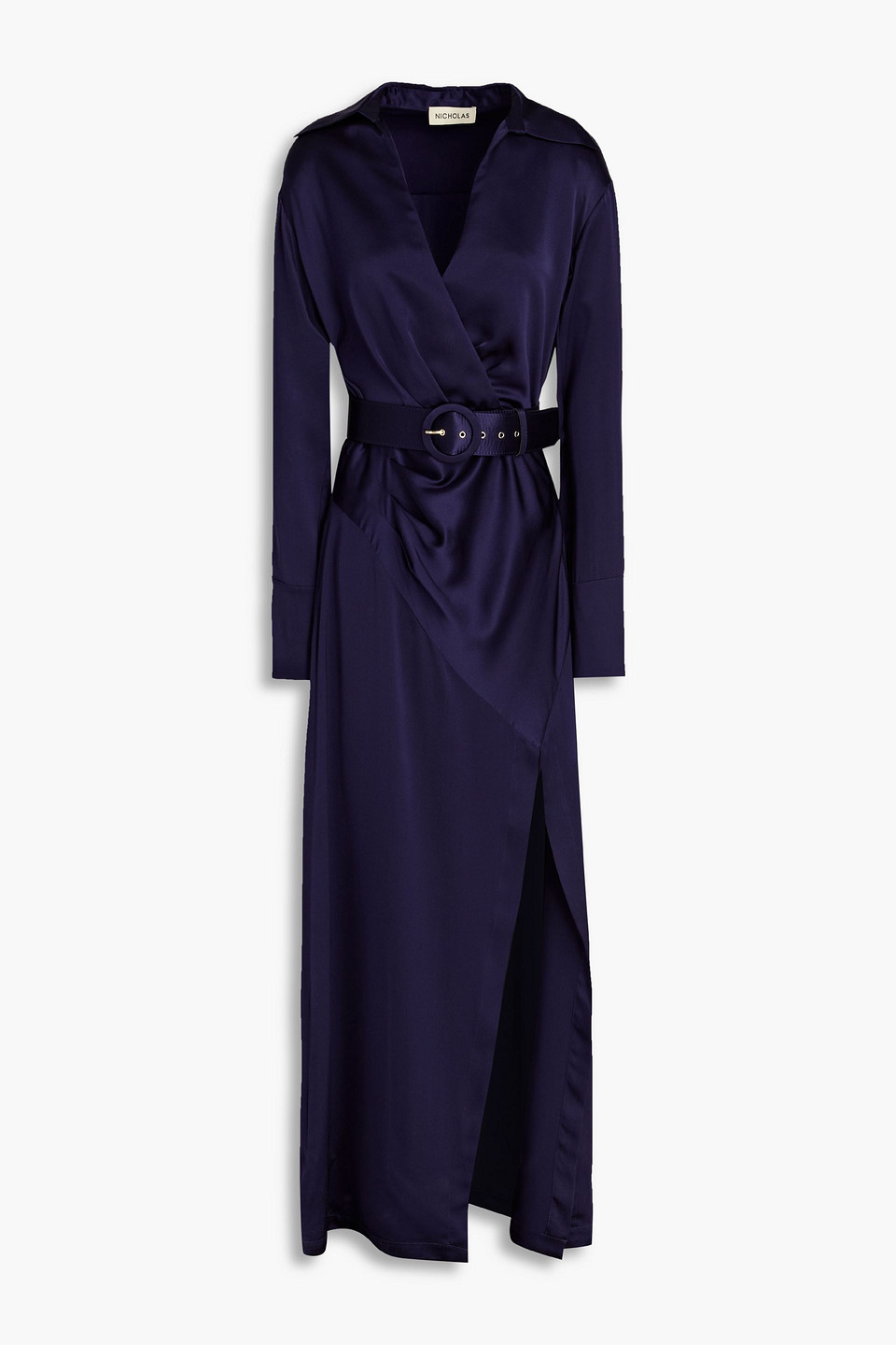 belted satin effect dress NWT_ZARA FW21 WOMAN BELTED SATIN EFFECT DRESS BLUE | 8342/327_XS-M