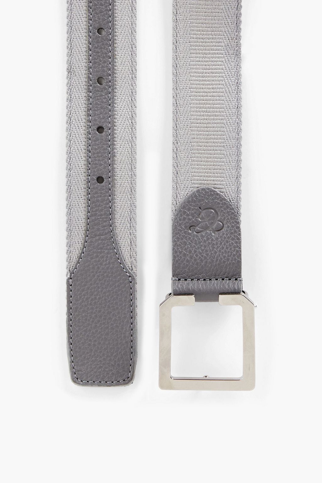 CANALI Textured-leather and grosgrain belt