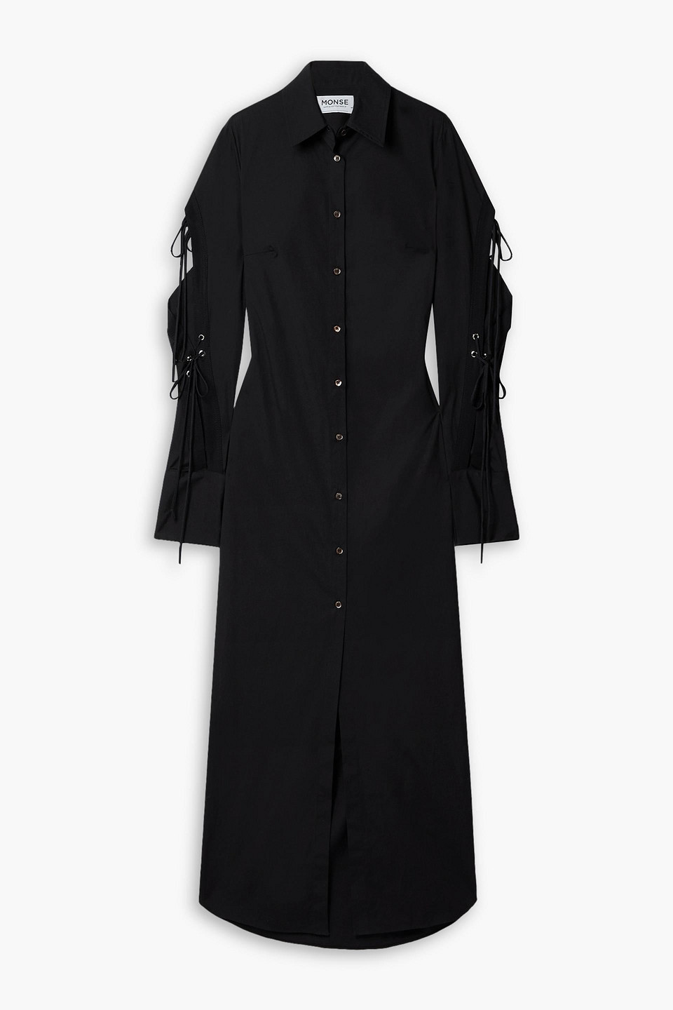Monse Laced Cutout Cotton Blend Long Shirt In Black