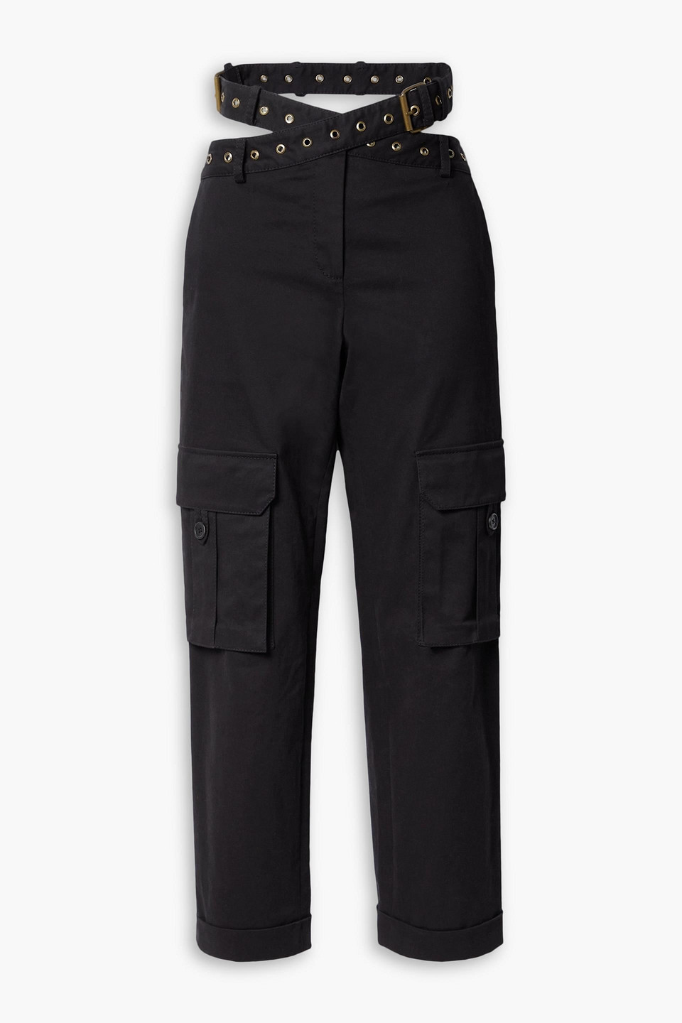 Monse Belted Cotton-blend Twill Cargo Pants In Black