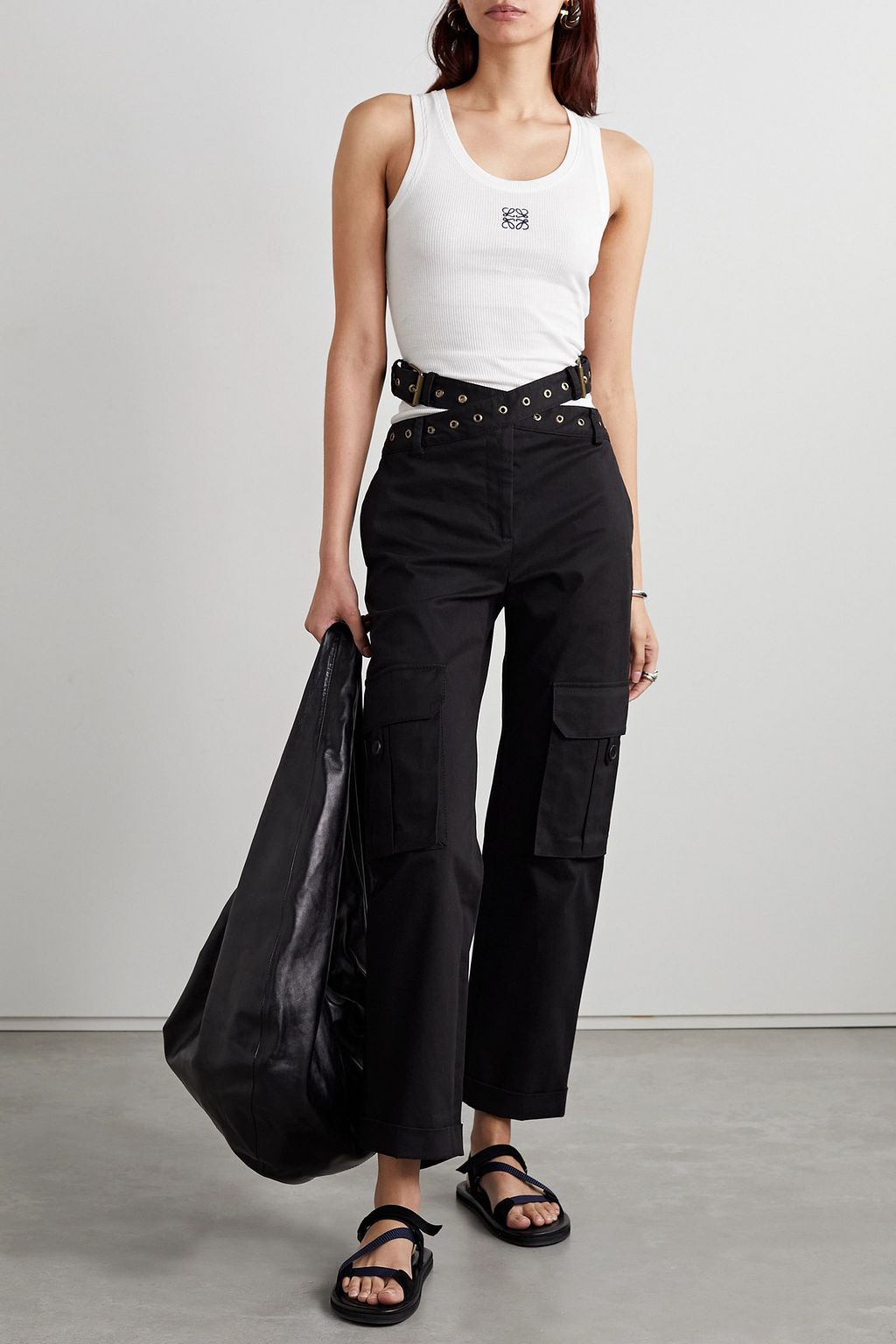 MONSE Belted cotton-blend twill cargo pants