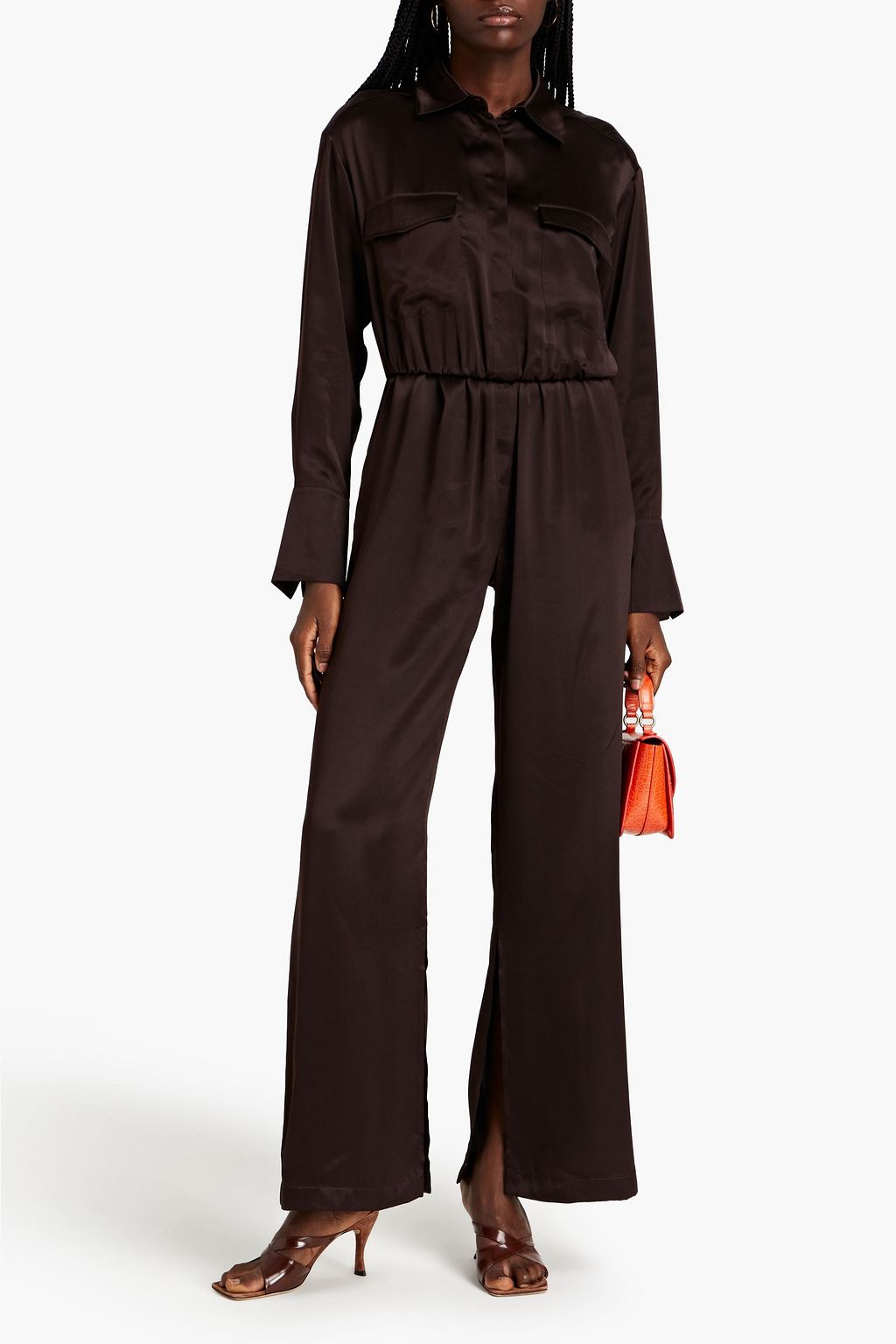 NICHOLAS Silk-satin wide-leg jumpsuit