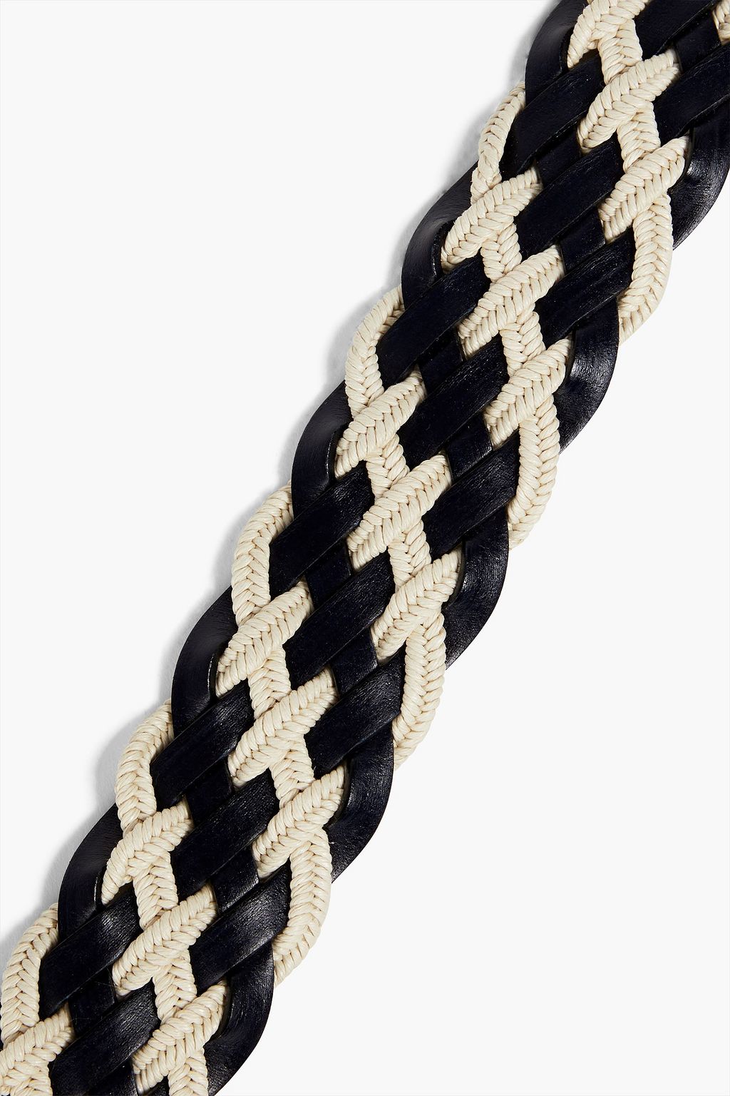 CANALI Two-tone braided cotton and leather belt