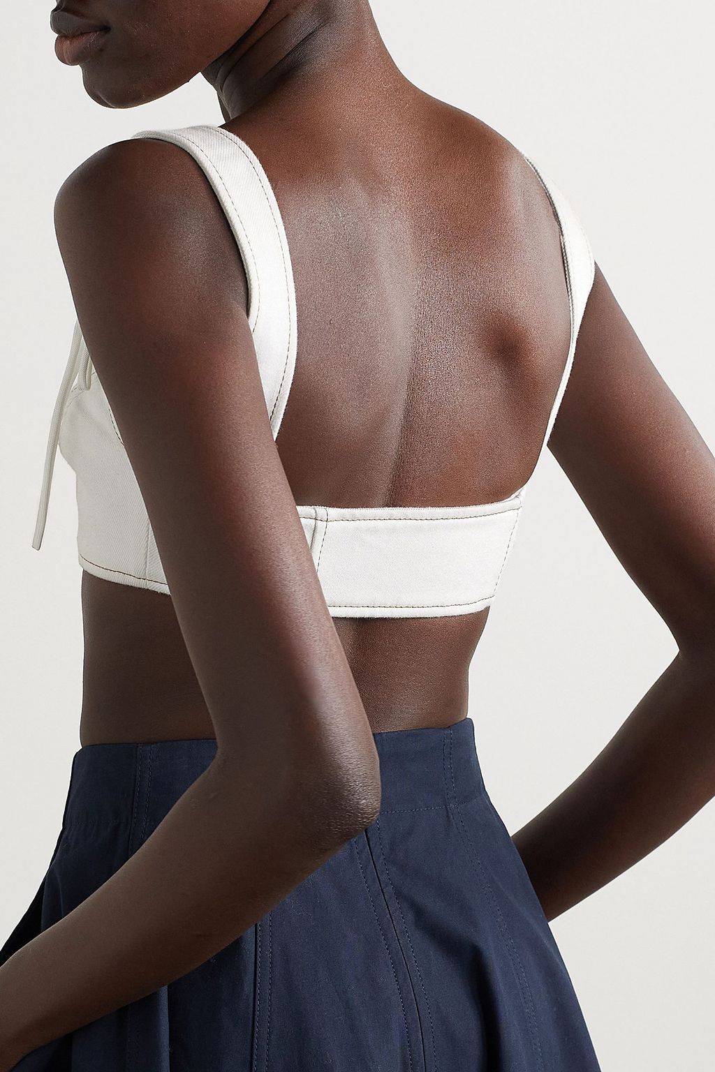 MONSE Lace-up cotton-twill bralette