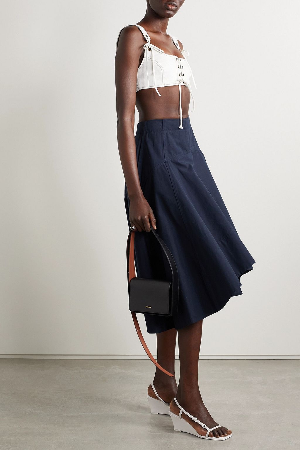 MONSE Lace-up cotton-twill bralette
