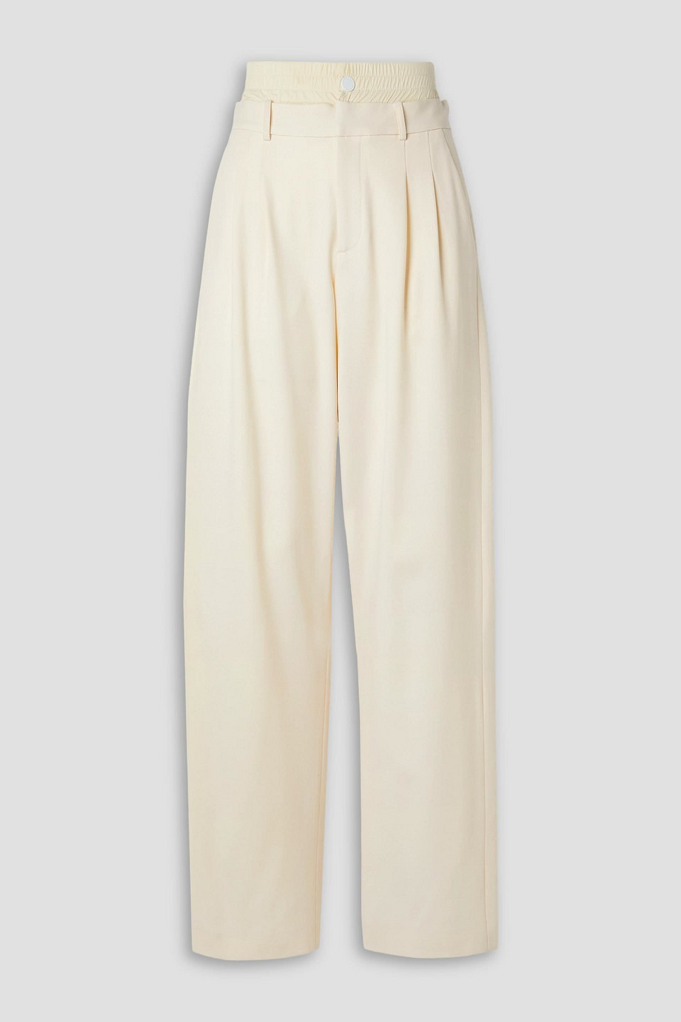 Monse Layered Wool-blend Twill Wide-leg Pants In Cream