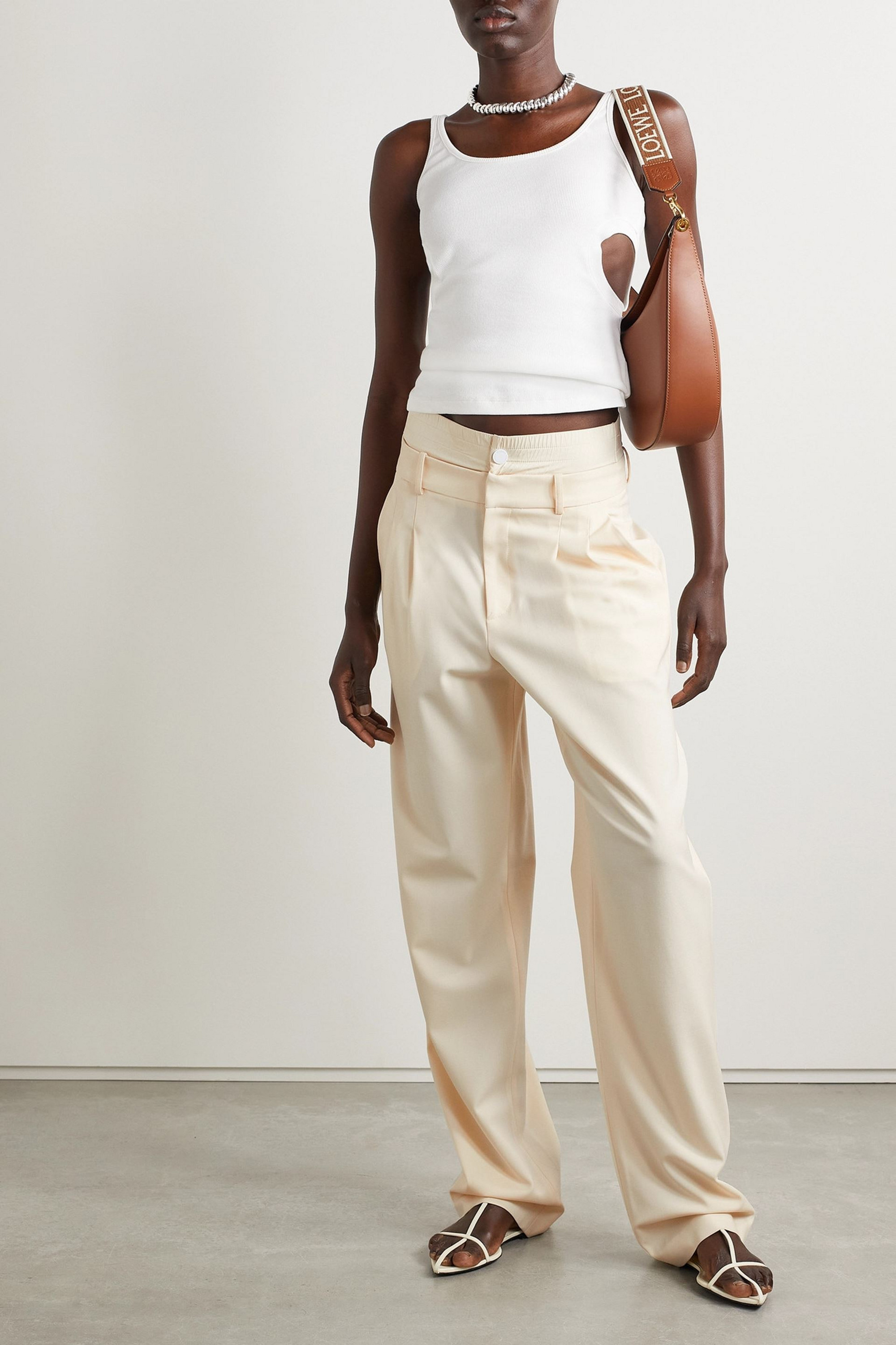 Monse Layered wool-blend twill wide-leg pants