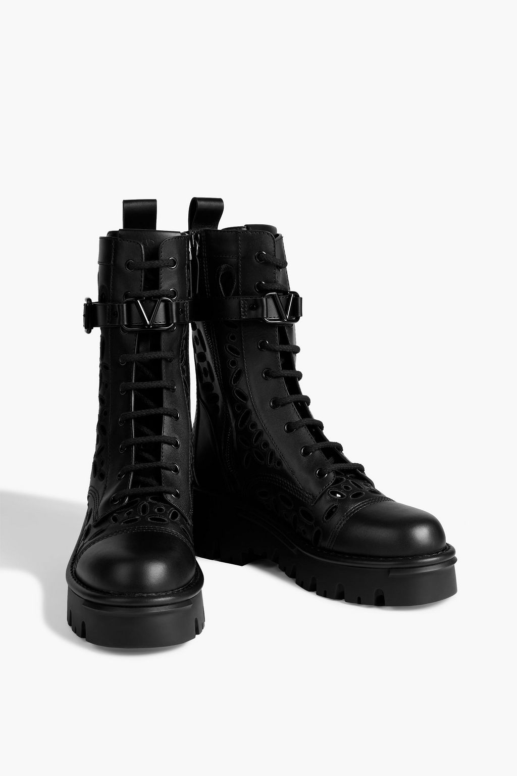 VALENTINO GARAVANI Atelier 08 San Gallo Edition laser-cut leather combat boots