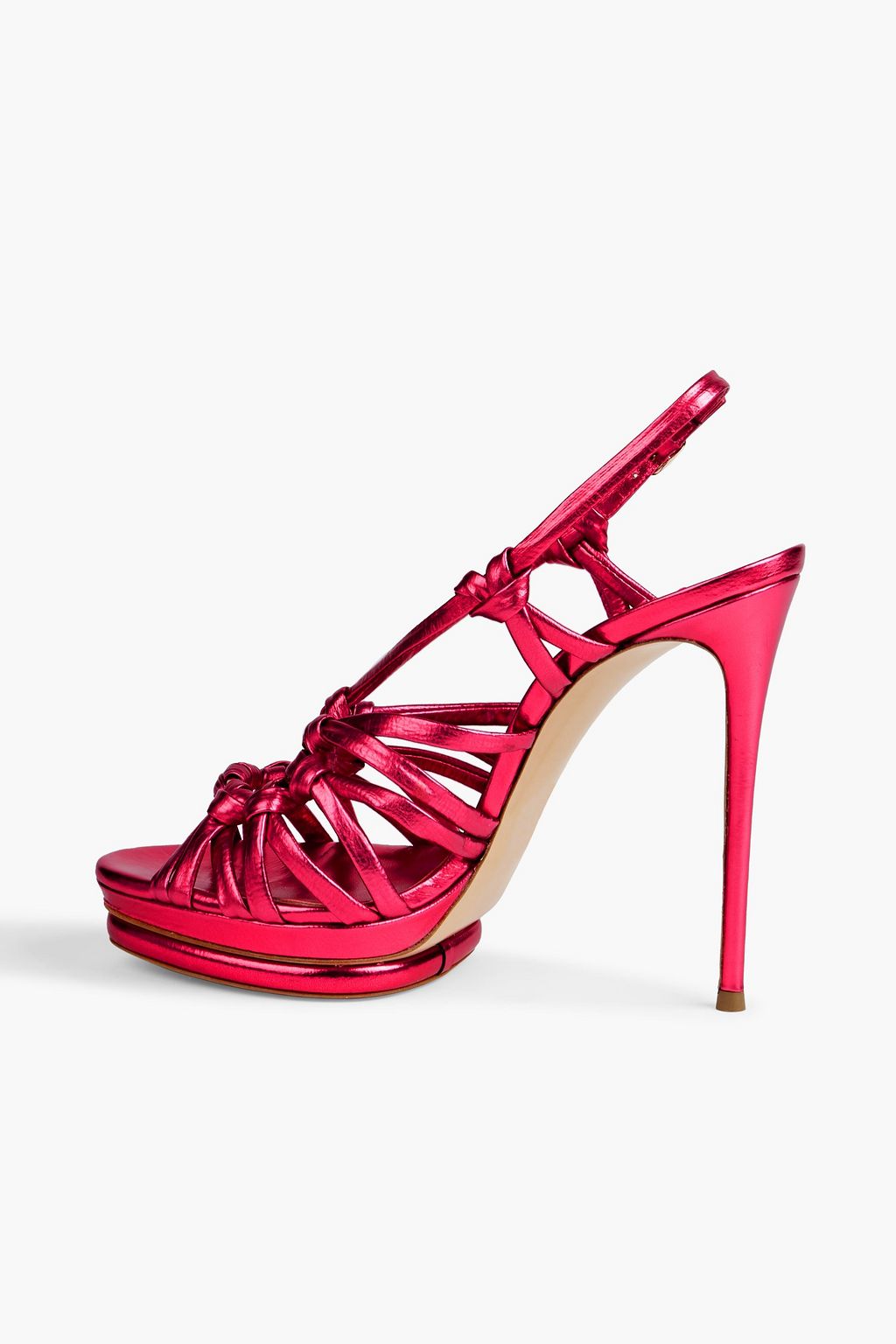 CASADEI Vision ring-embellished metallic leather sandals