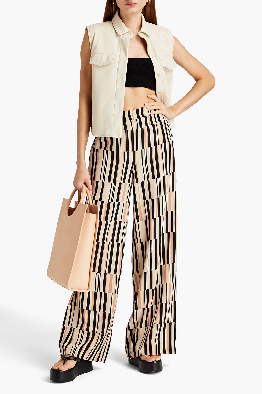 JOSEPH Mawn bedruckte Hose mit weitem Bein aus Crêpe aus Seidensatin
