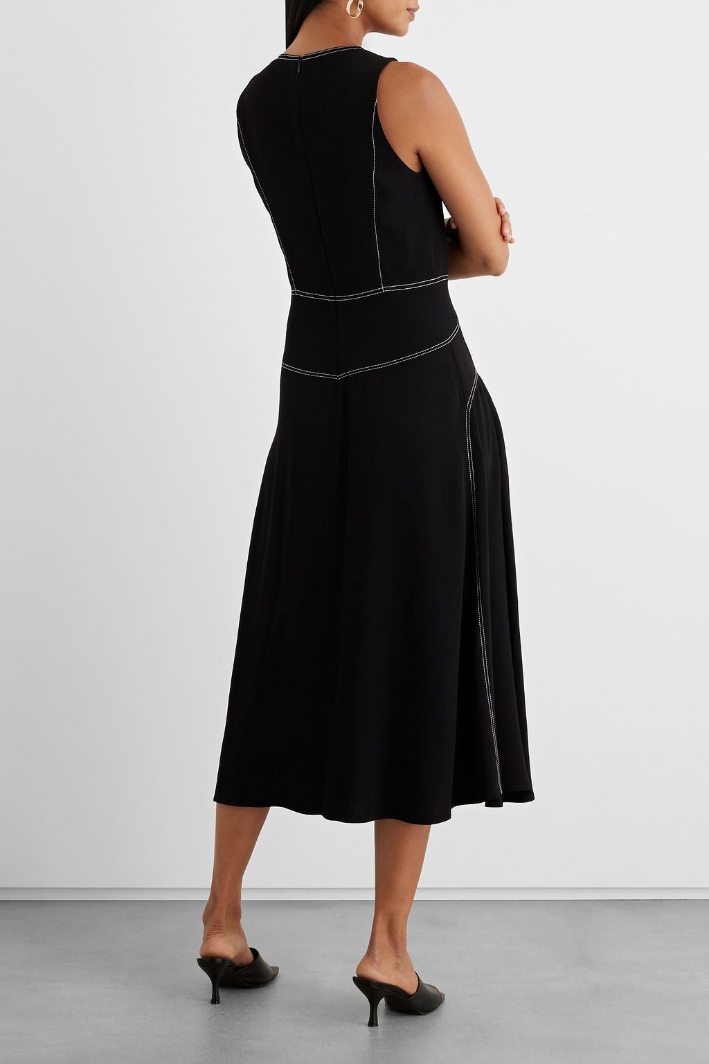 IRIS & INK Midikleid aus Crêpe mit Kontrastnähten
