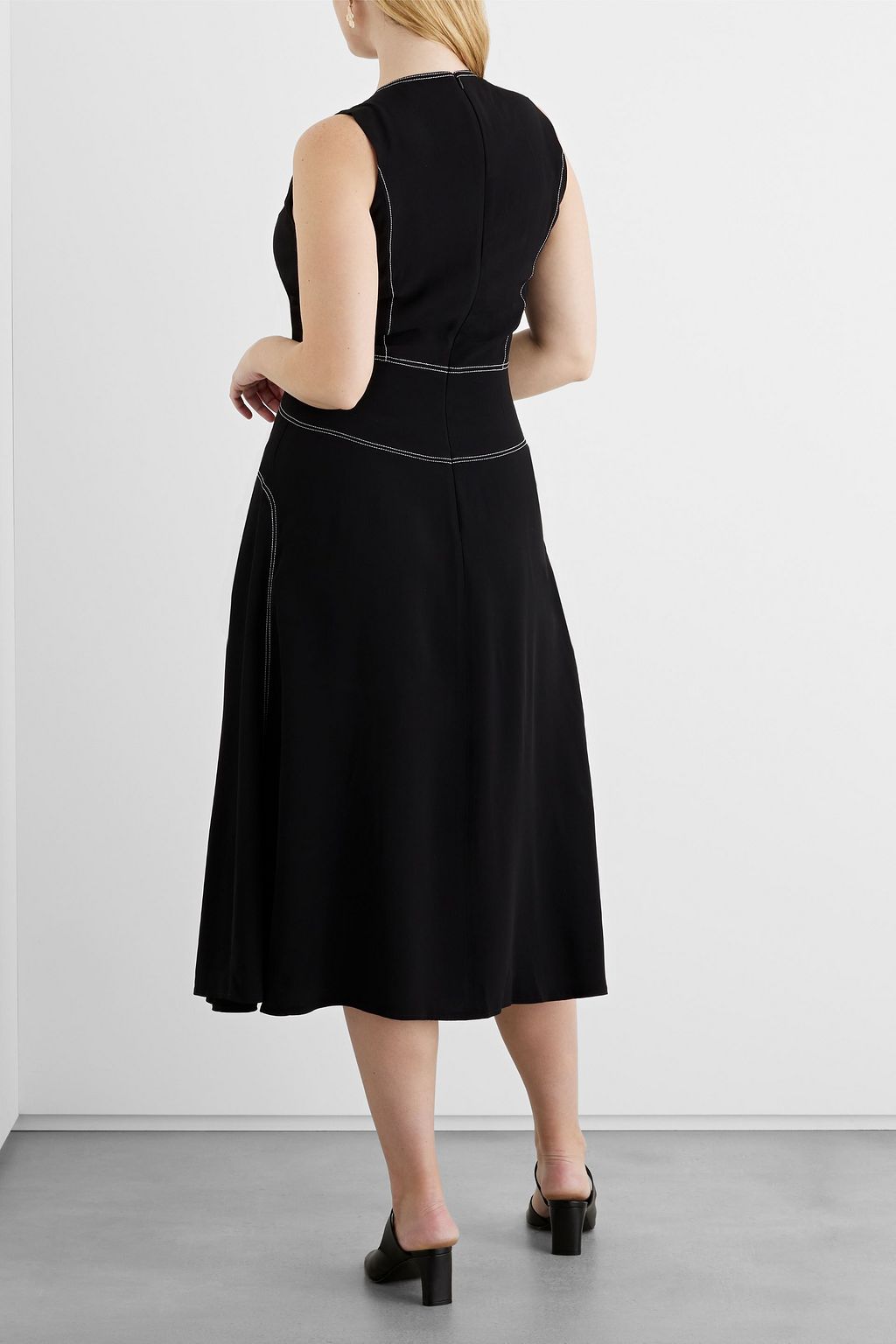 IRIS & INK Midikleid aus Crêpe mit Kontrastnähten