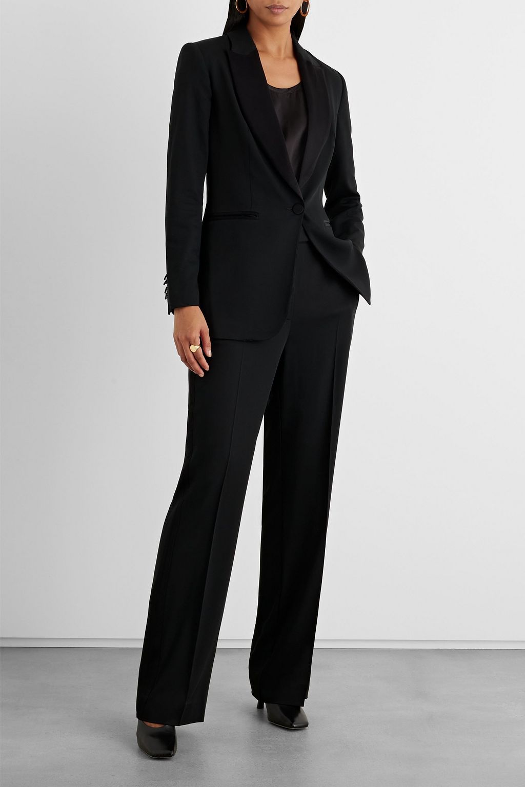 IRIS & INK Mia satin-trimmed crepe blazer
