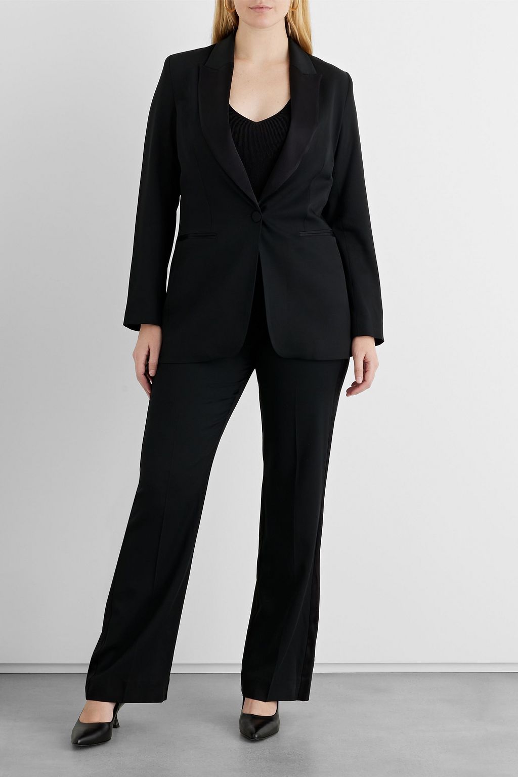IRIS & INK Mia satin-trimmed crepe blazer