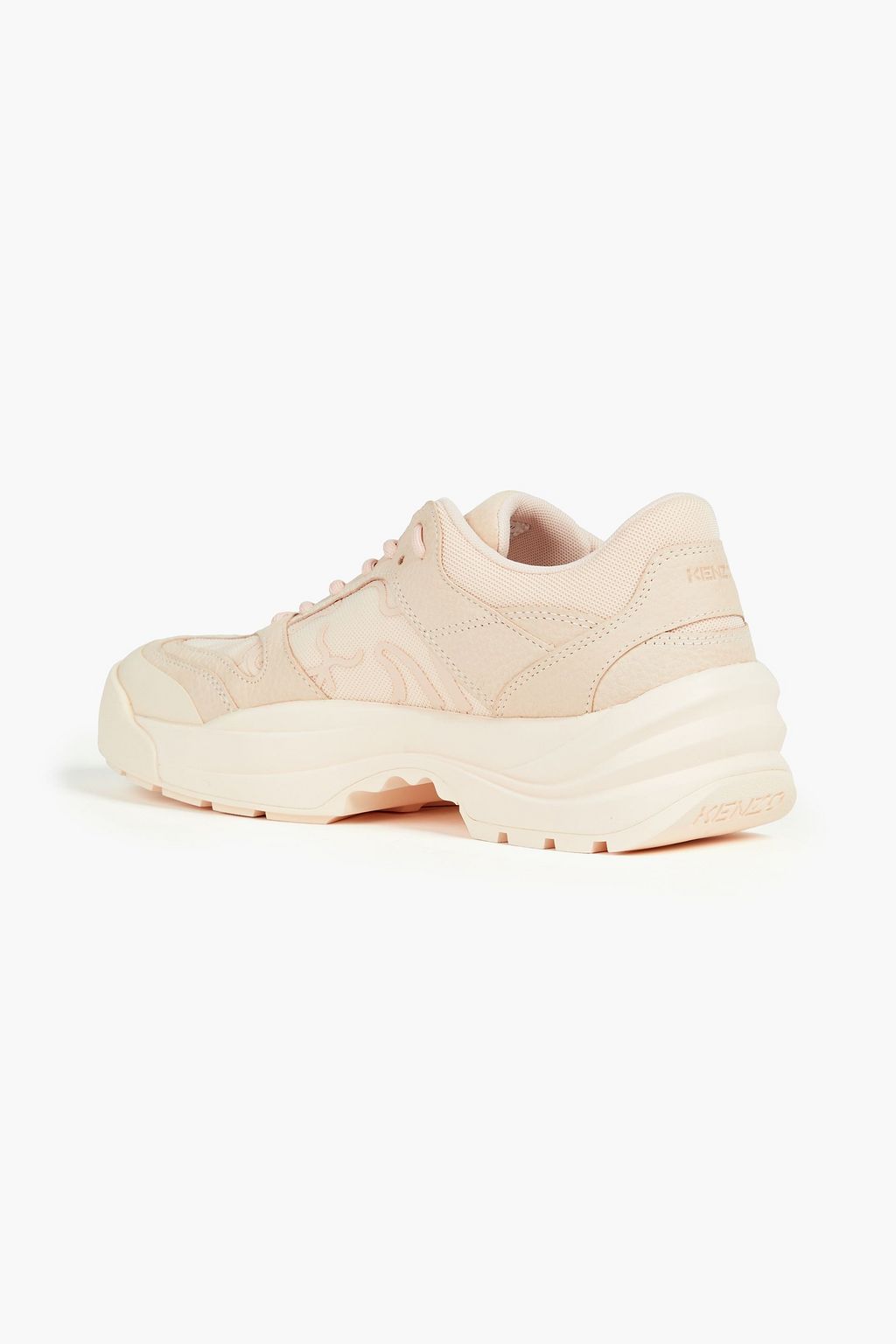 KENZO Work appliquéd mesh and leather sneakers
