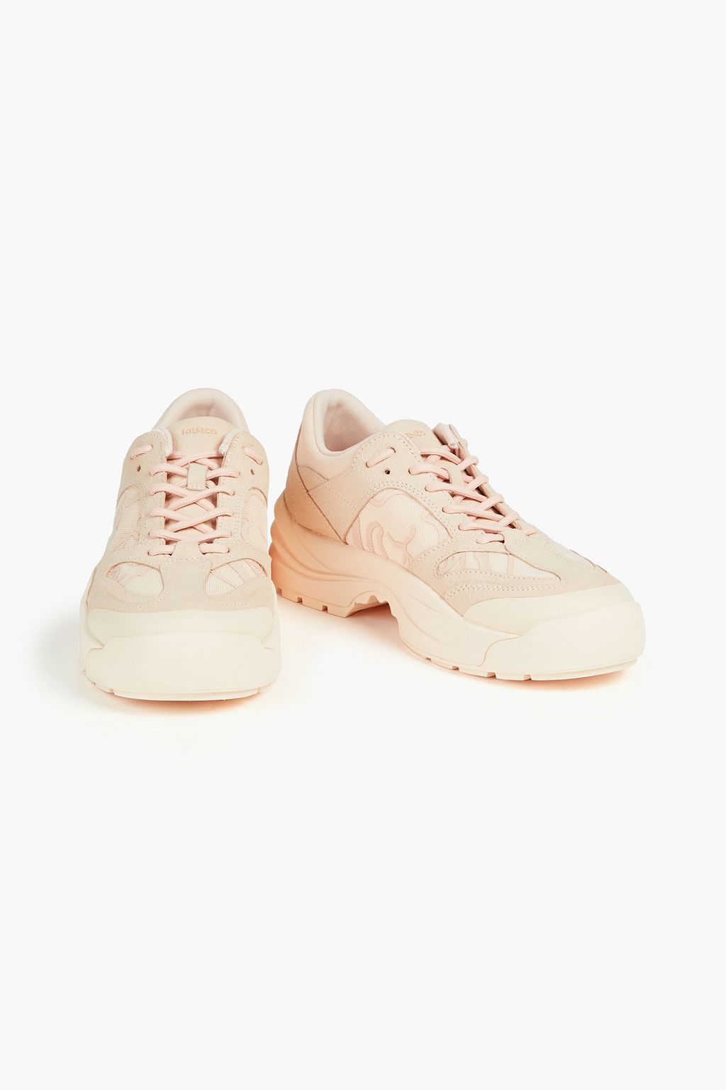 KENZO Work appliquéd mesh and leather sneakers