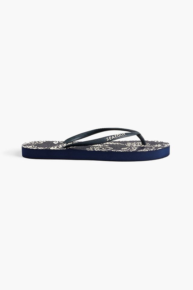Folklore floral-print rubber flip flops