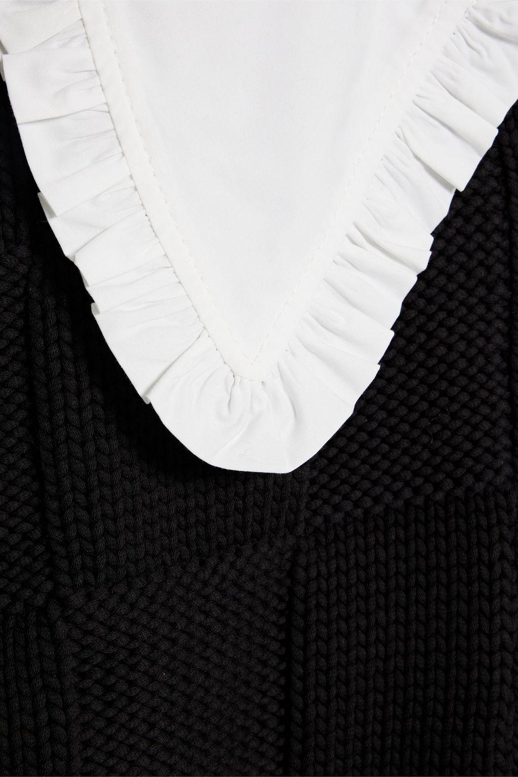 GANNI Poplin-paneled intarsia cotton-blend cardigan