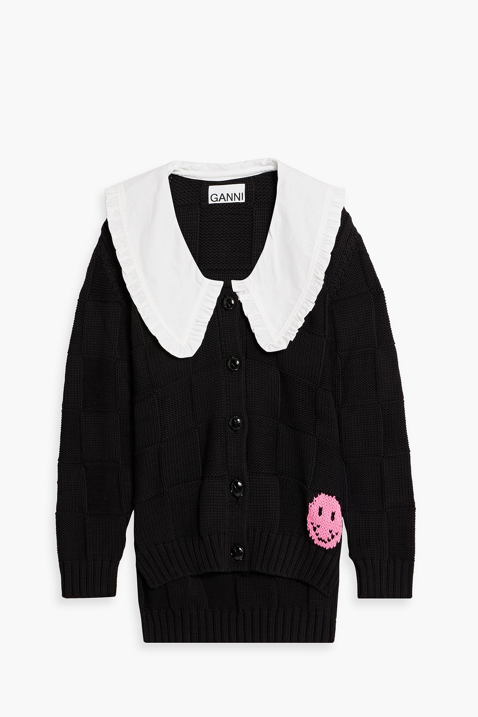 Ganni Cotton Robe Knit Cardigan Black Size Xxs In Black