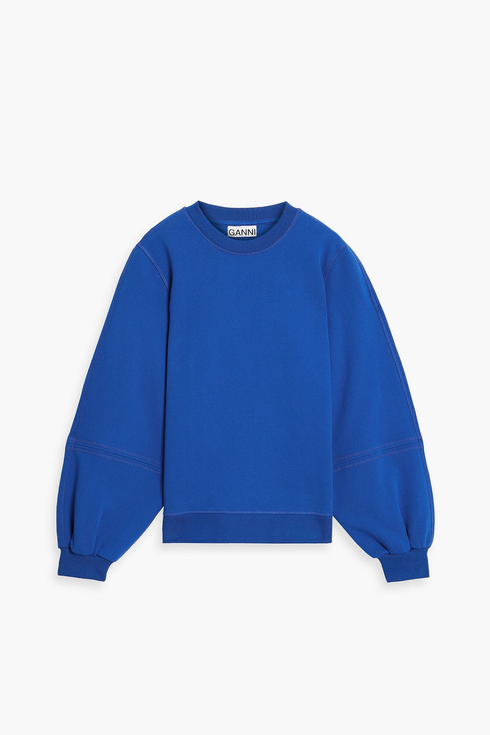 Ganni Embroidered Cotton-blend Fleece Sweatshirt In Royal Blue