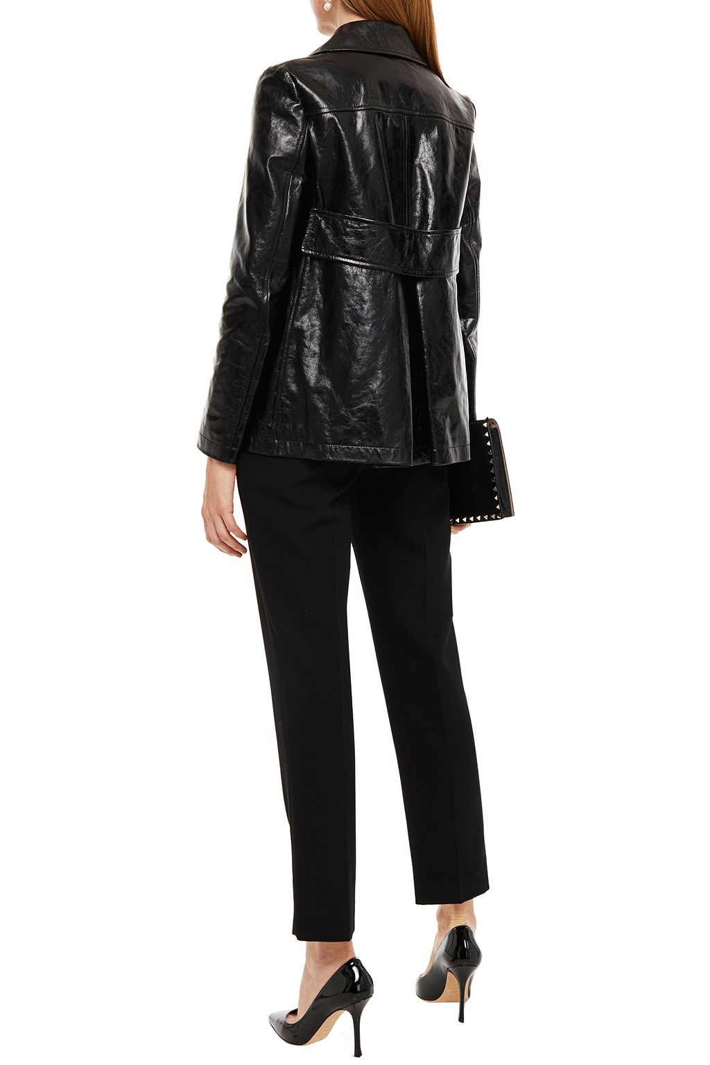 VALENTINO GARAVANI Double-breasted textured-leather coat