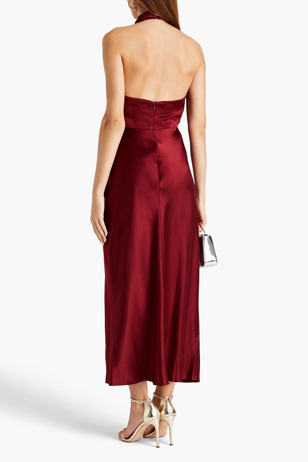 NICHOLAS Cutout silk-satin halterneck midi dress