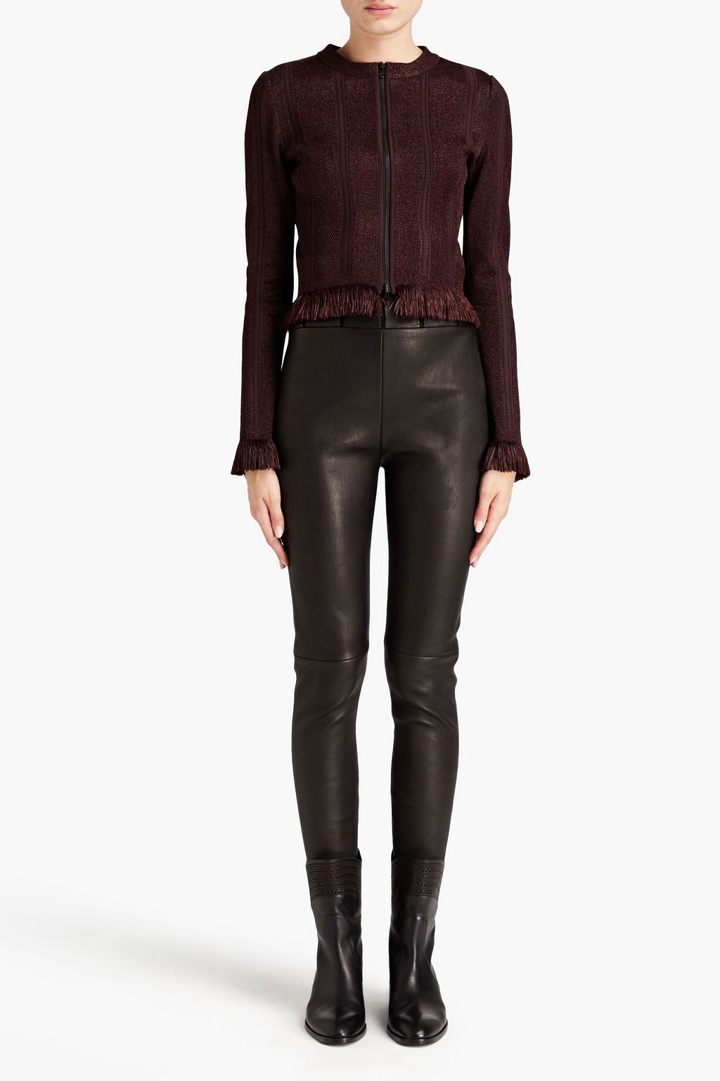 ALAÏA 프린지 장식 스트레치 니트 재킷