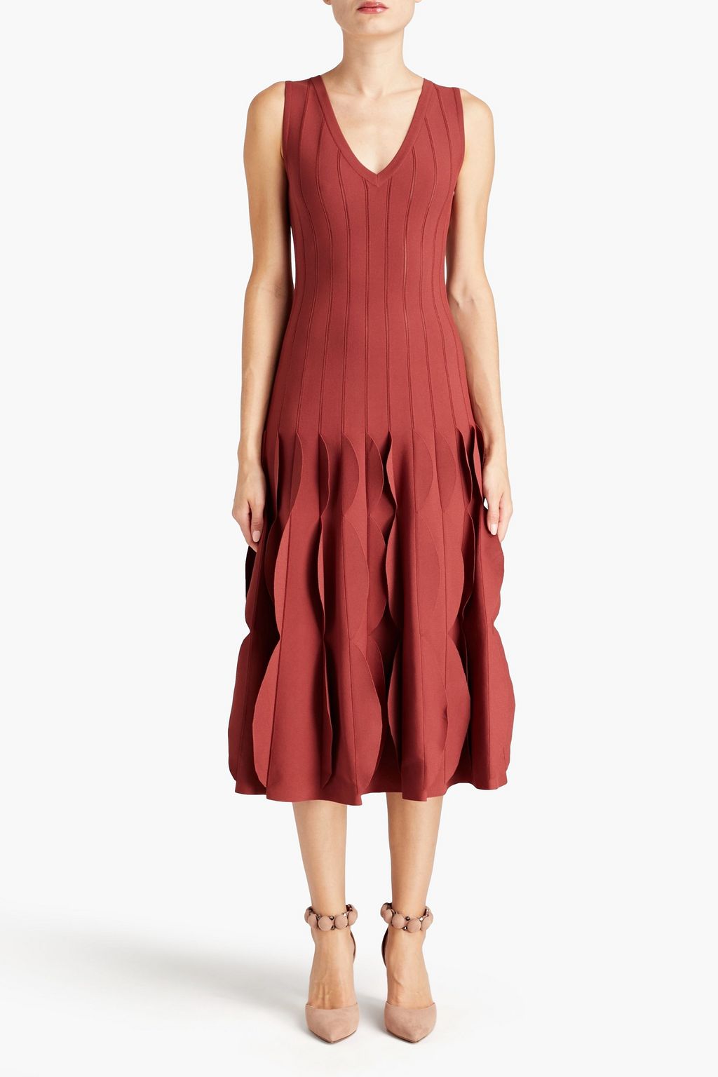 ALAÏA Scalloped knitted midi dress