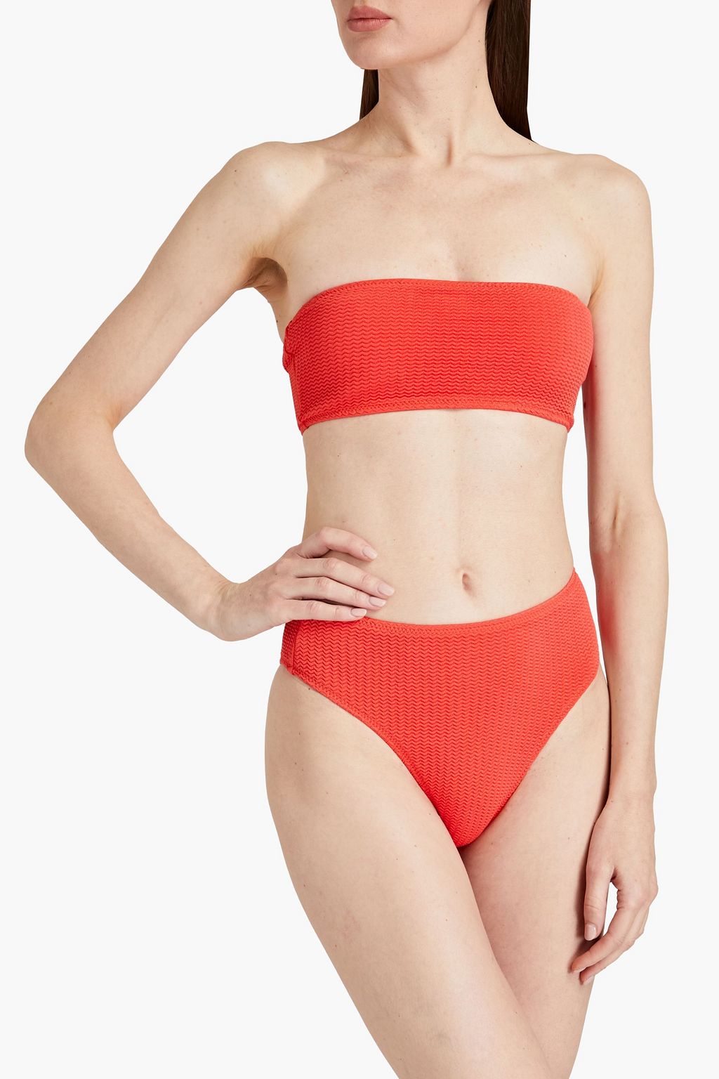 SEAFOLLY سروال بكيني ’سي دايف’ بخصر مرتفع من قماش سيرساكر المرن
