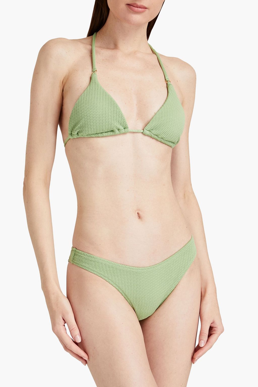 SEAFOLLY توب بكيني ’سي دايف’ مثلّث الشكل من السيرساكر المرن