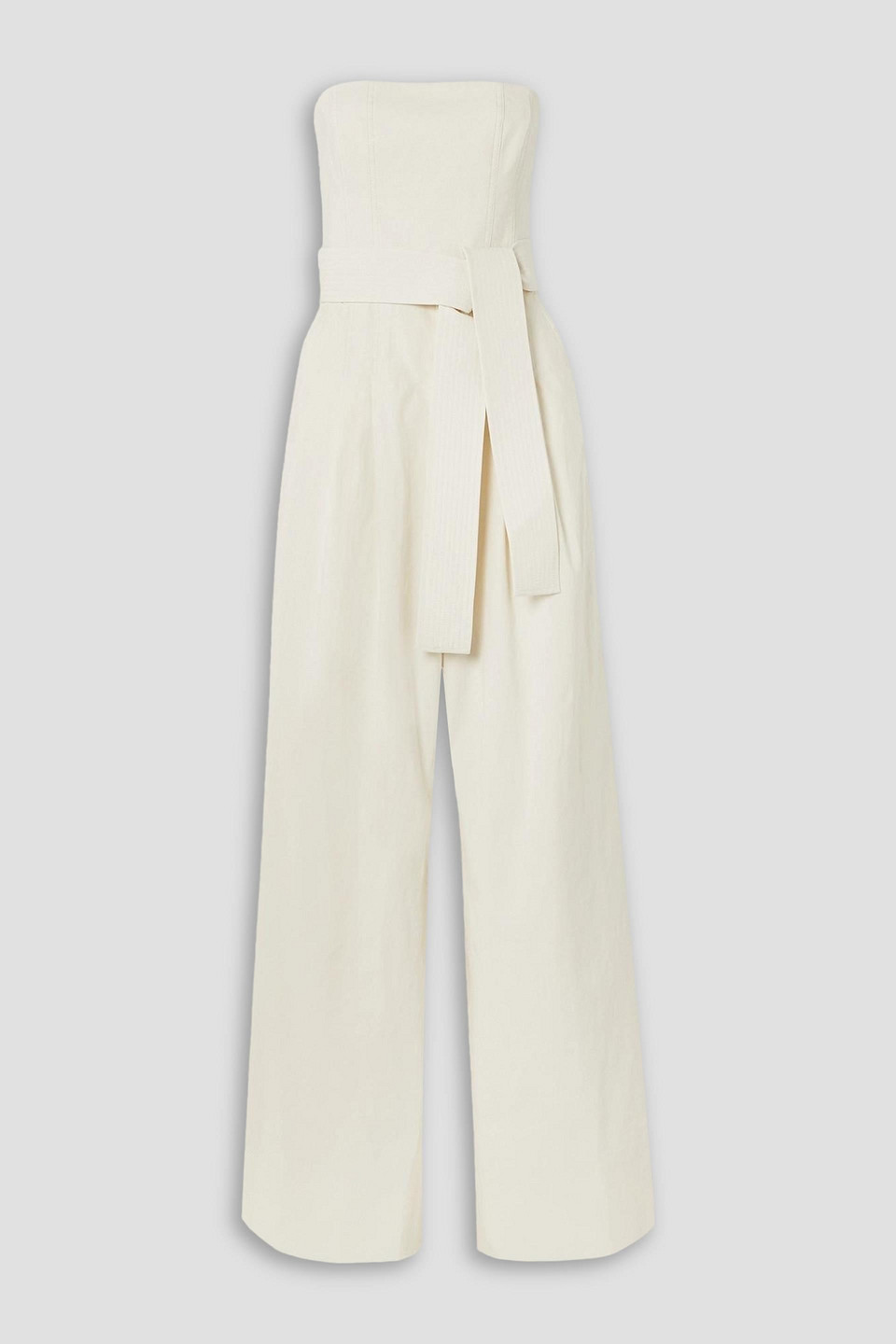 A.l.c Elsie Strapless Wide-leg Linen Jumpsuit In Ivory