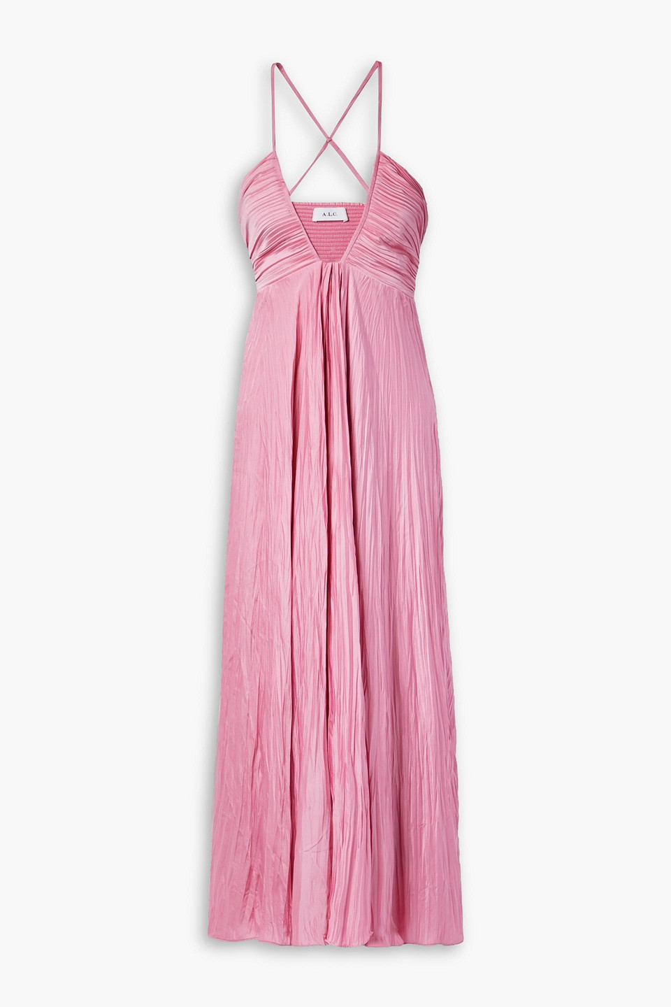 A.L.C ANGELINA PLISSÉ-SATIN MAXI DRESS