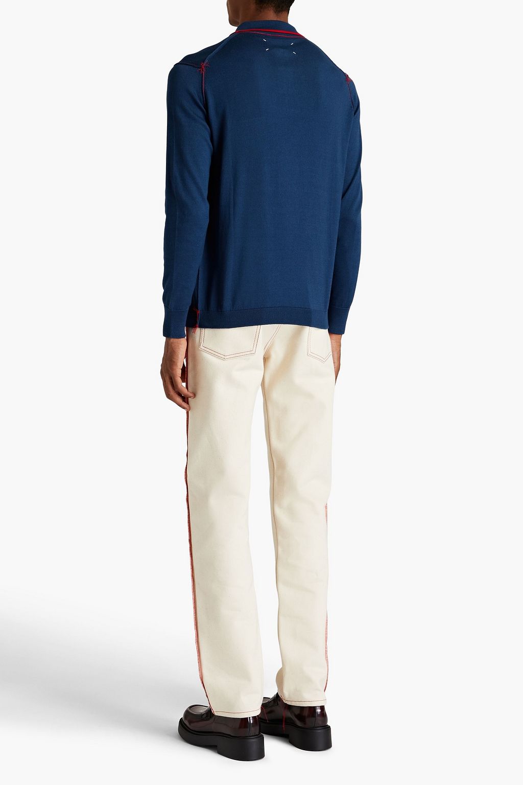 MAISON MARGIELA Two-tone cotton half-zip sweater