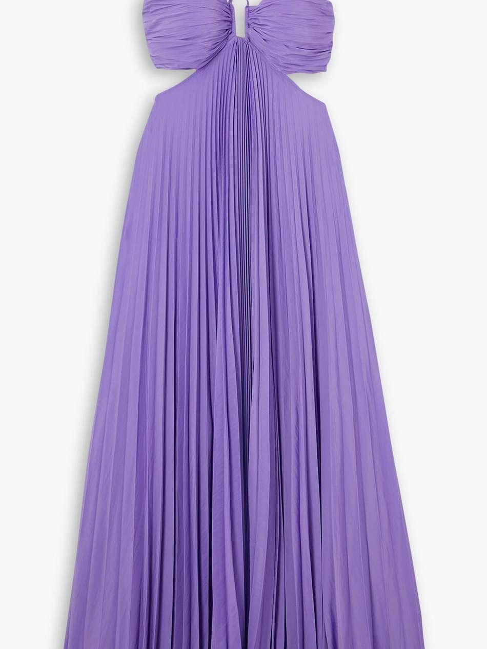 moira cutout plissé duchesse-satin maxi dress