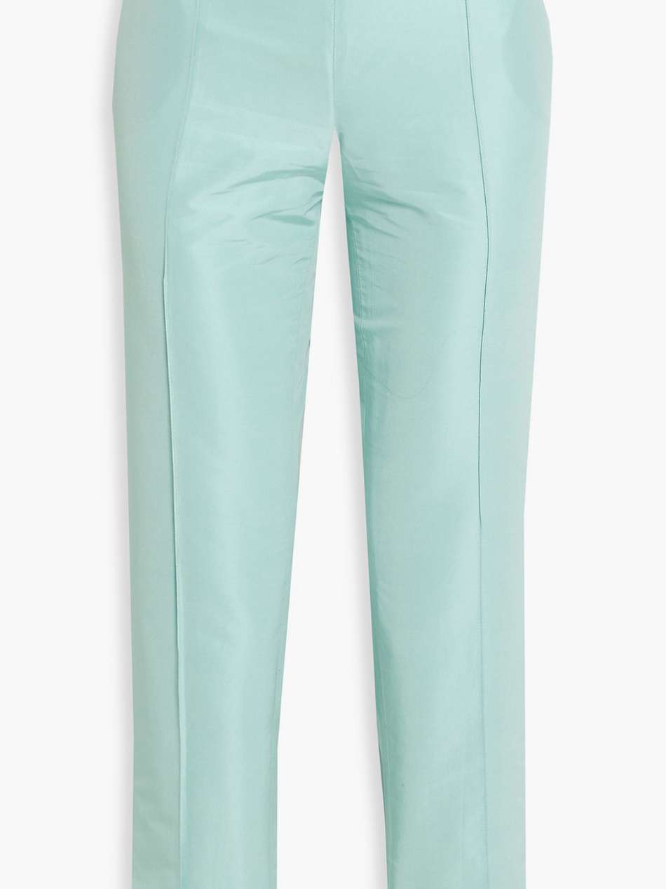 cotton and silk-blend straight-leg pants