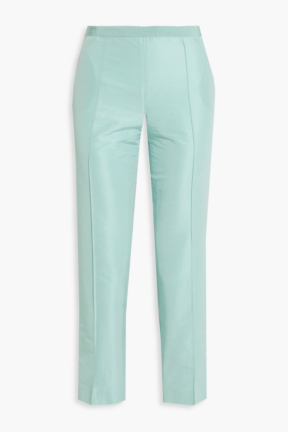 Etro Cotton And Silk-blend Straight-leg Pants In Turquoise