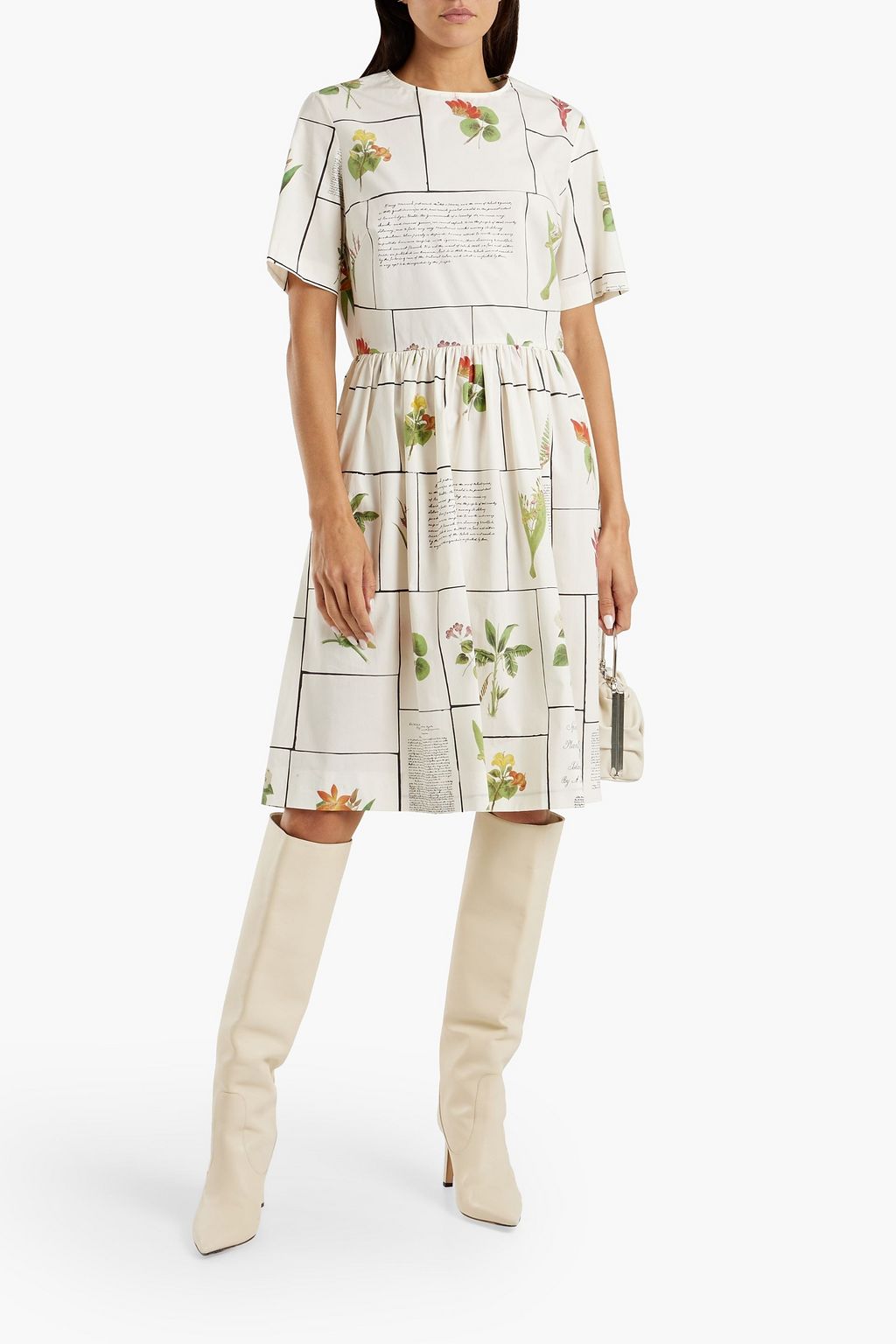 OSCAR DE LA RENTA Printed cotton-blend poplin dress