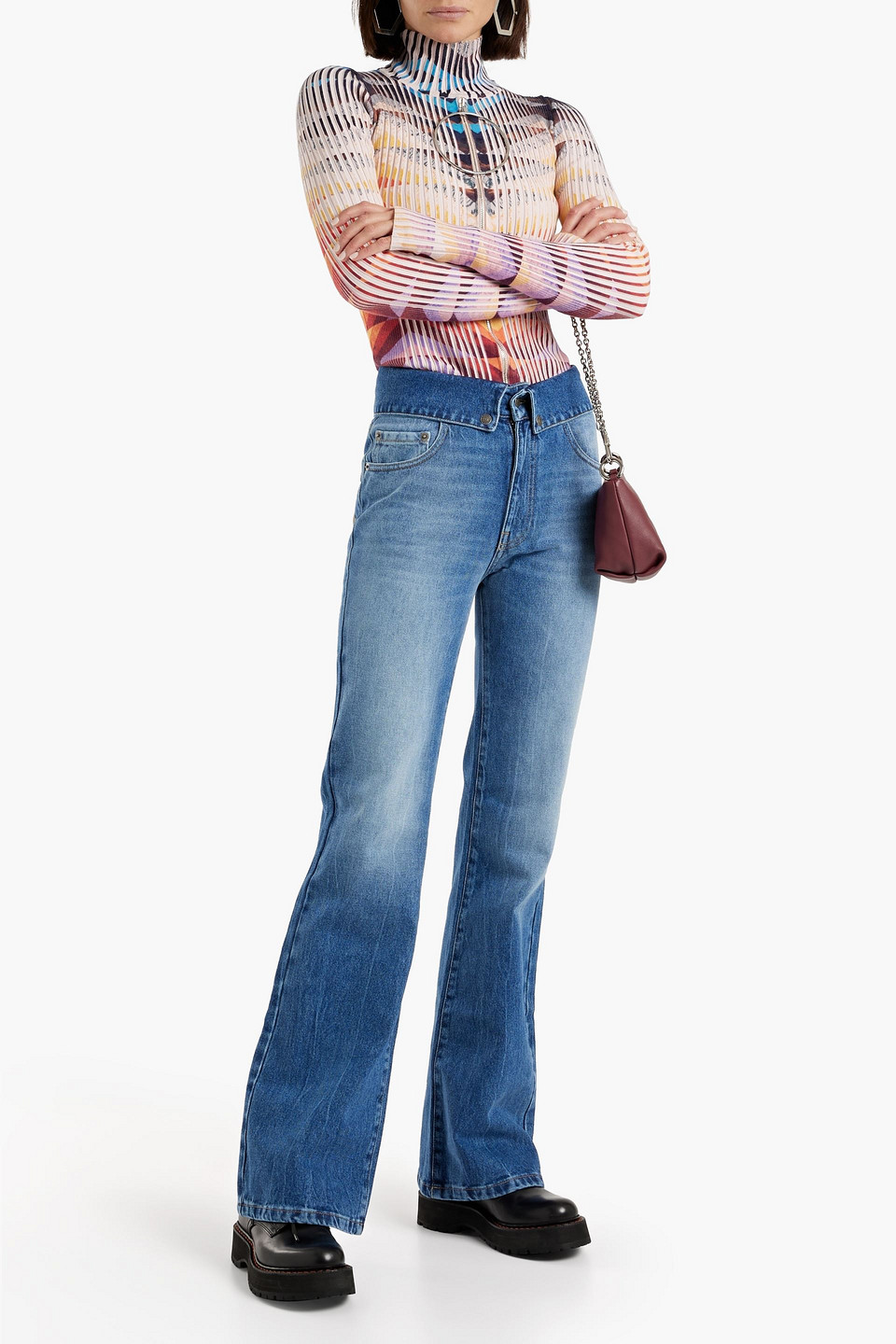 Shop Ser.o.ya Valerie High-rise Flared Jeans In Mid Denim